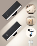 Applique murale plate noire sans fil rechargeable Carreau