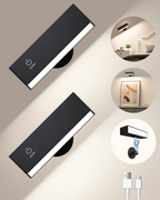 Applique murale plate noire sans fil rechargeable Carreau