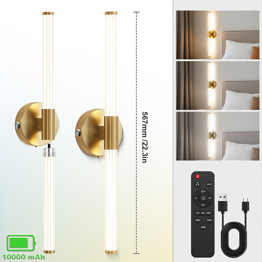 Applique murale tube transparent doré sans fil rechargeable Bruine