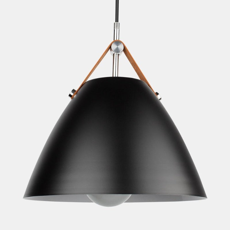 Suspension cloche en bois noir sur câble fin Timbre, finition noire