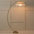 Lampadaire arqué doré abat-jour blanc Galbe