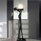 Lampadaire sculpture en résine silhouette humaine tête renversée Éveil