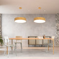 Lustre rond plat aspect bois Fjord