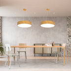 Lustre rond plat aspect bois Fjord