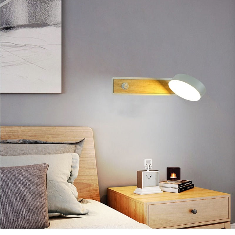 Applique murale lame en bois et tête blanche Lisière