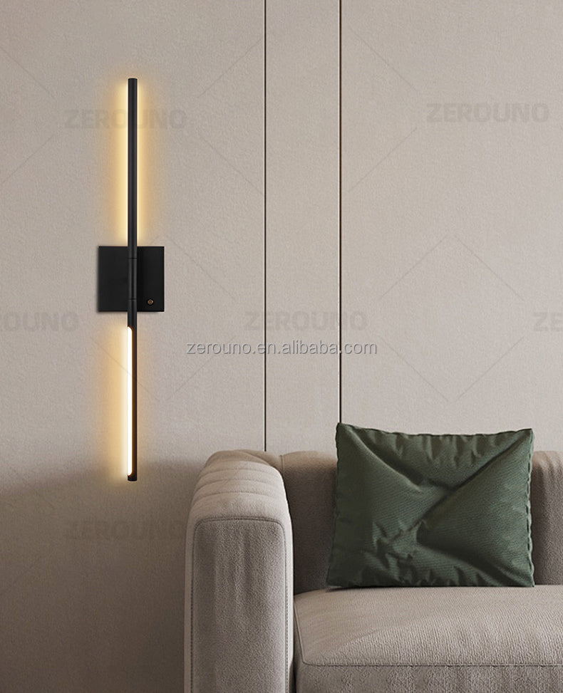 Applique murale linéaire noire verticale sans fil rechargeable Aulne