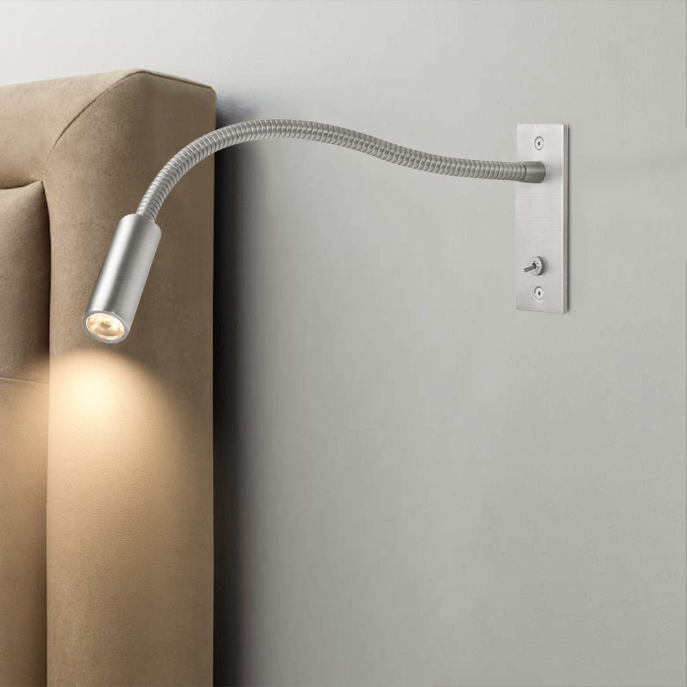 Applique murale orientable argentée col flexible Courlis