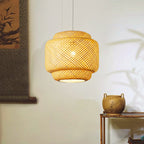 Suspension lanterne en bambou tressé Ruche, coloris bambou
