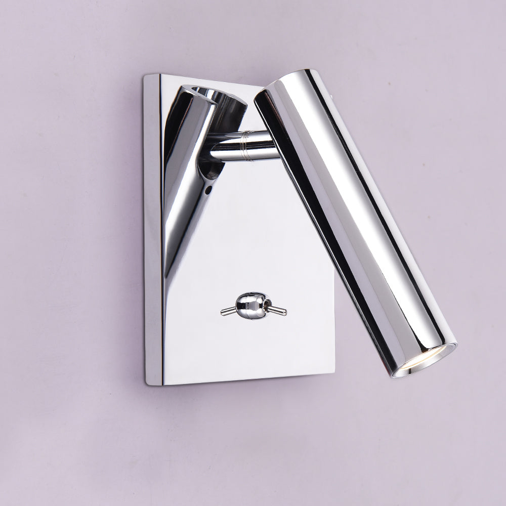 Applique murale argentée brillante spot cylindrique Biseau
