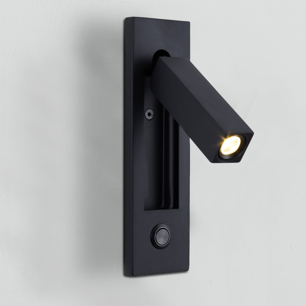 Applique murale orientable noire spot carré pivotant Charnière
