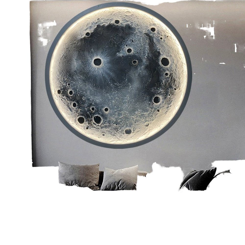 Applique murale lune grise en relief Cendre