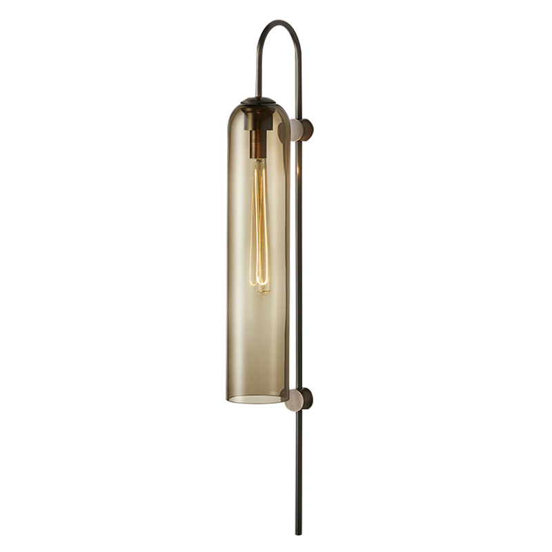 Applique murale tube en verre fumé tige recourbée Crosse