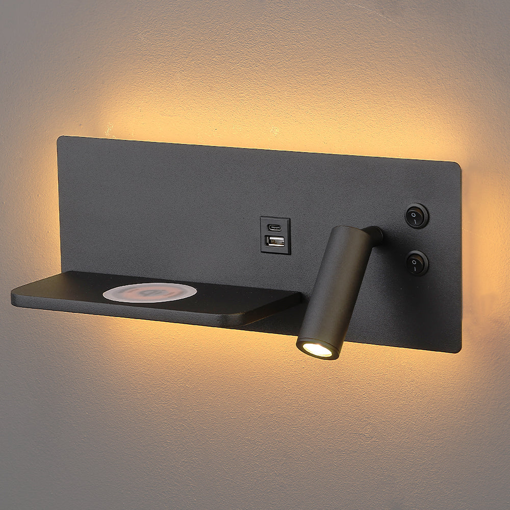 Applique murale noire à tablette sans fil rechargeable Comptoir