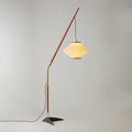 Lampadaire en verre à tige arquée aspect bois Héron