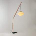 Lampadaire en verre à tige arquée aspect bois Héron