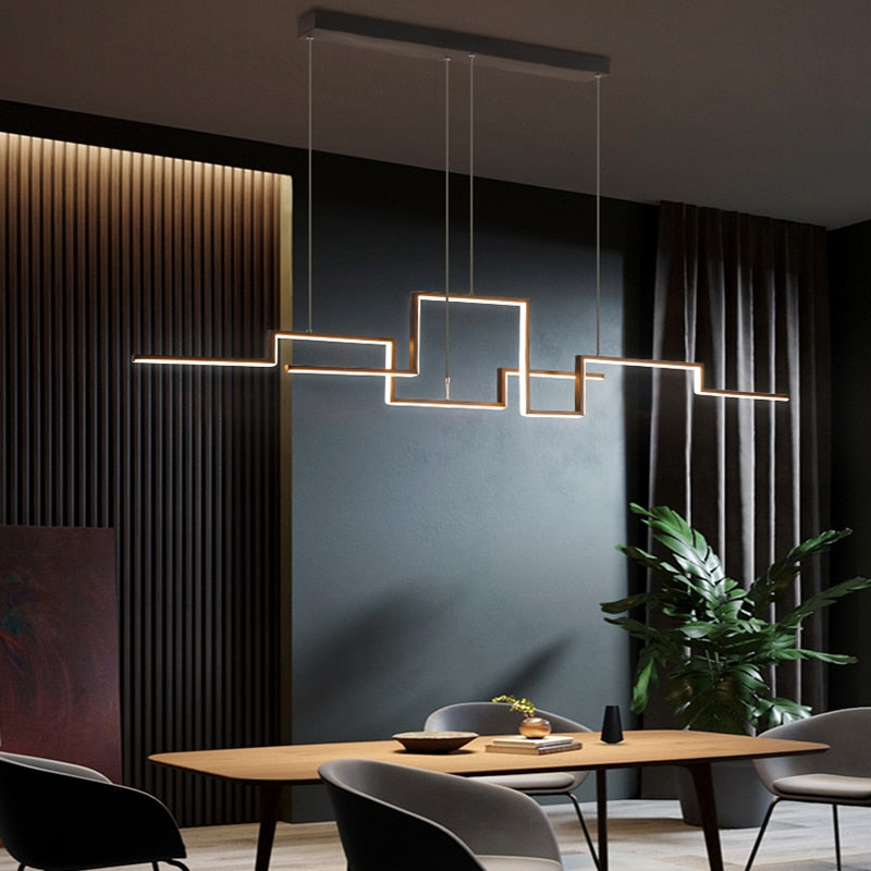 Lustre noir à segments lumineux en acrylique Rempart, finition noire – vue 3