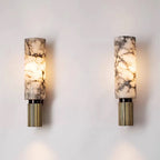 Applique murale cylindrique en albâtre fût doré Chandelle