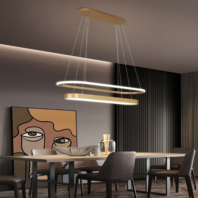 Lustre deux plateaux lumineux superposés Strate