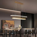 Lustre deux plateaux lumineux superposés Strate, finition dorée