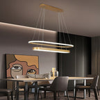 Lustre deux plateaux lumineux superposés Strate, finition dorée