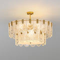 Lustre en verre à deux étages festonnés Dentelle