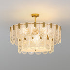Lustre en verre à deux étages festonnés Dentelle