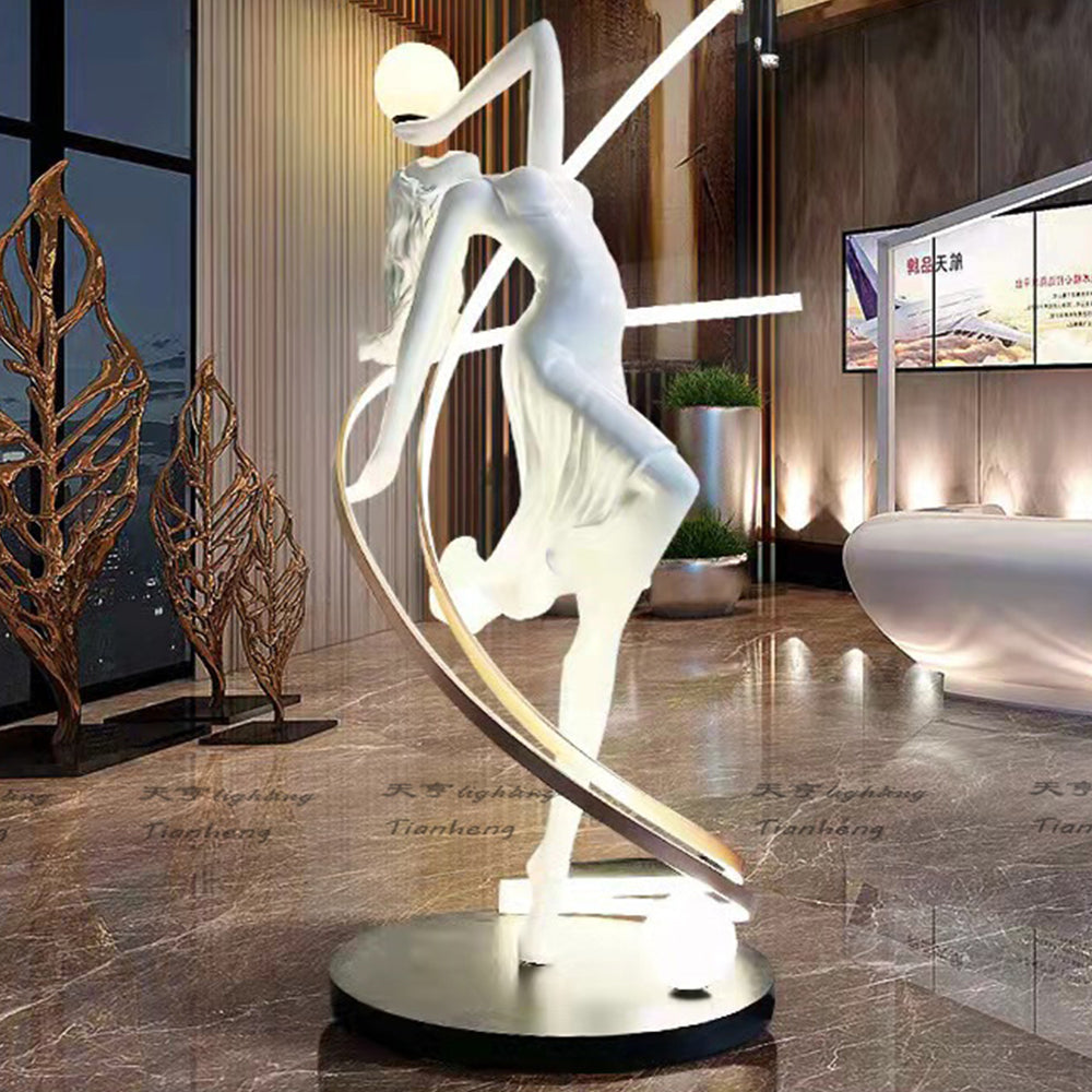Lampadaire sculpture danseuse blanche au ruban Gavotte