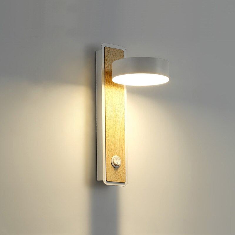 Applique murale lame en bois et tête blanche Lisière, finition blanche