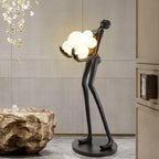 Lampadaire sculpture en résine silhouette humaine aux bulles Étreinte