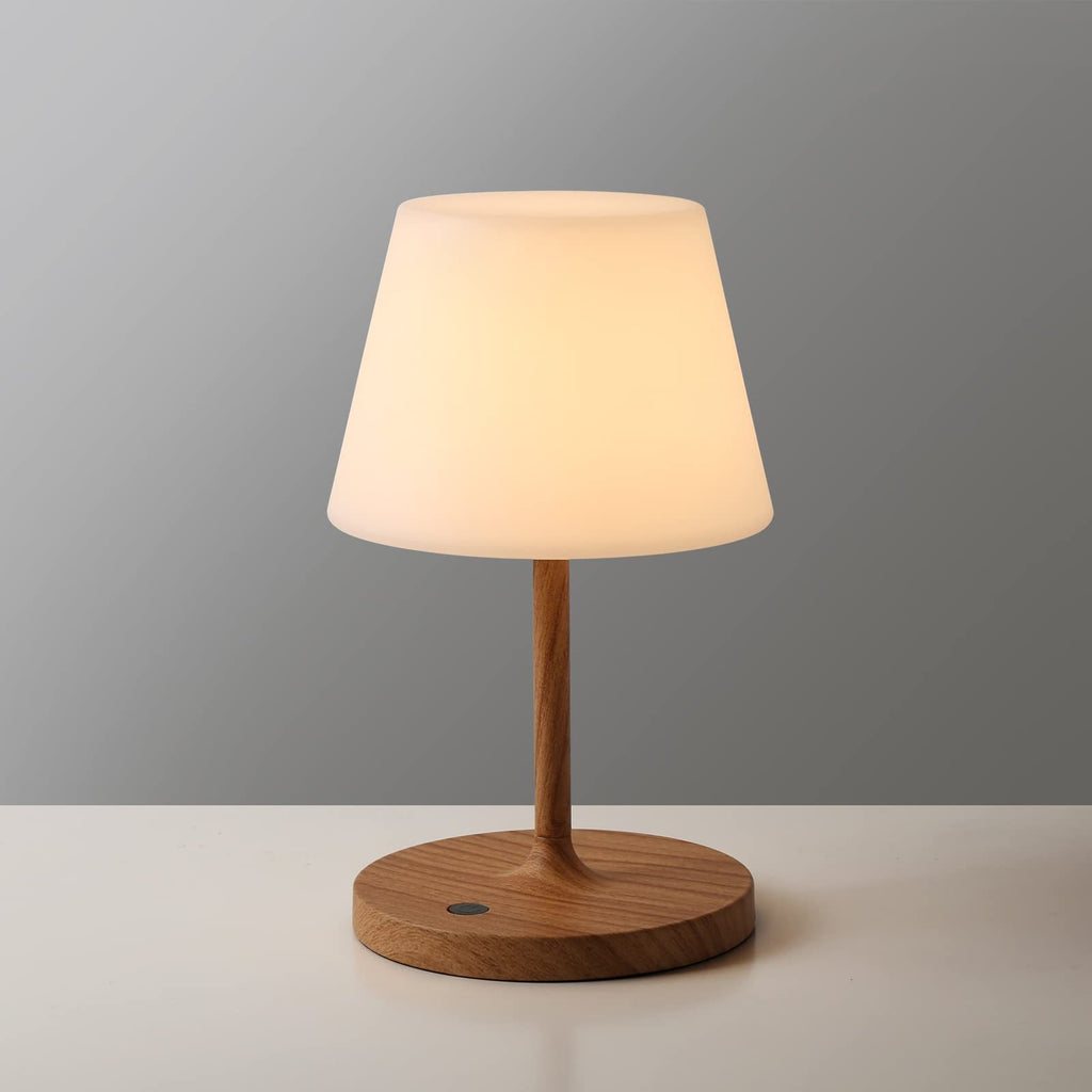 Lampe à poser sans fil rechargeable pied aspect bois Fenaison