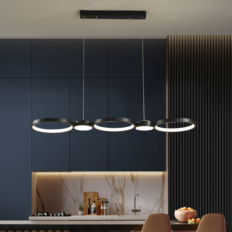 Lustre cerceaux lumineux noirs superposés Ricochet – vue 3