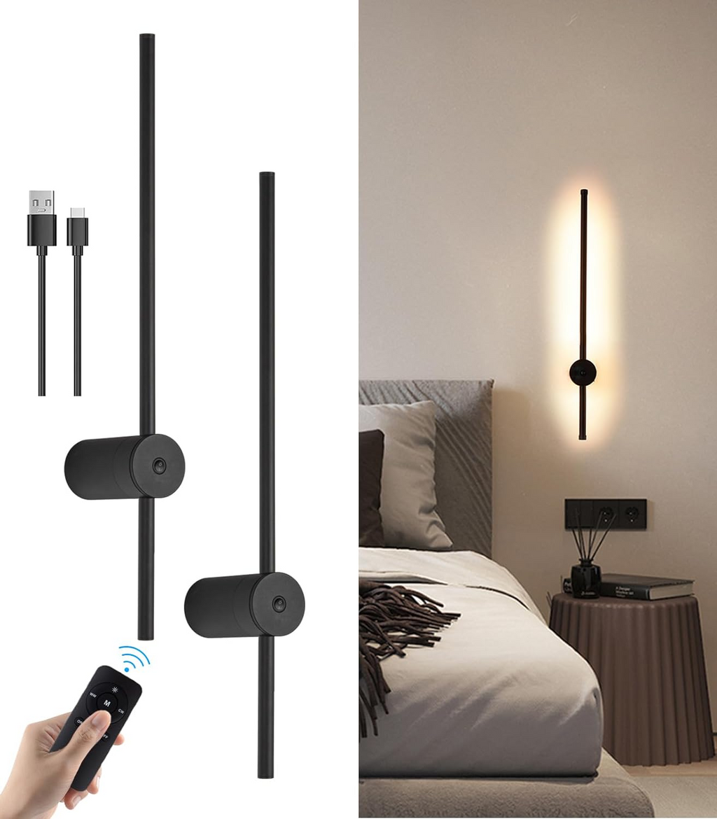 Applique murale linéaire noire sans fil rechargeable Antenne
