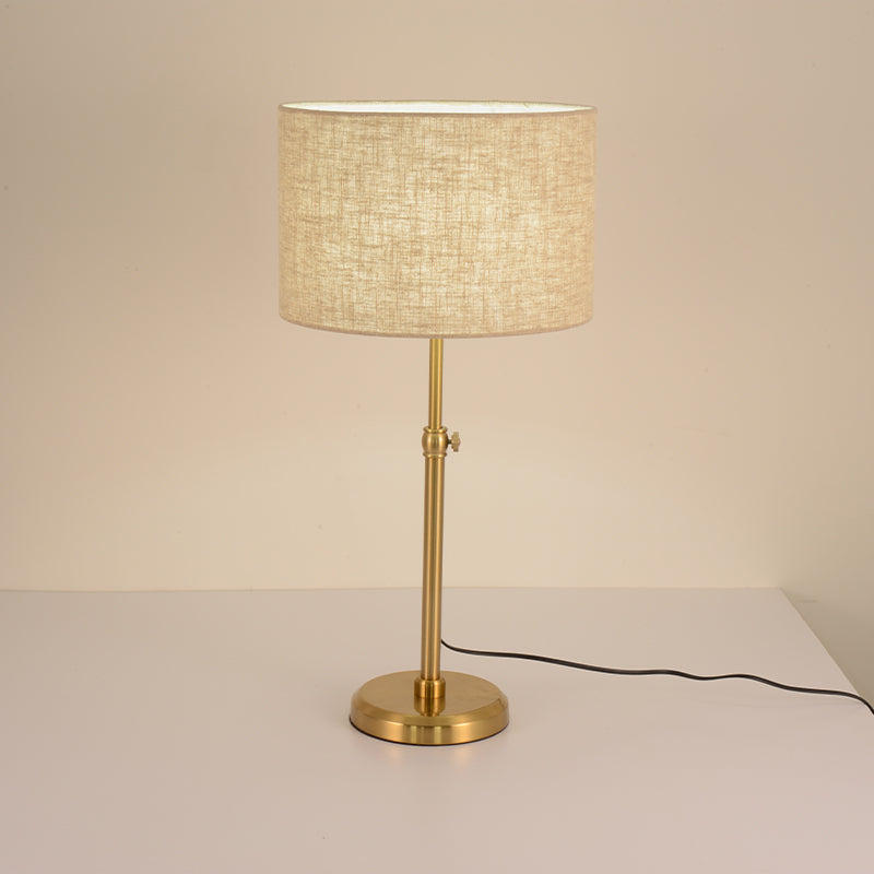 Lampe à poser dorée abat-jour tambour Grège