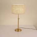 Lampe à poser dorée abat-jour tambour Grège