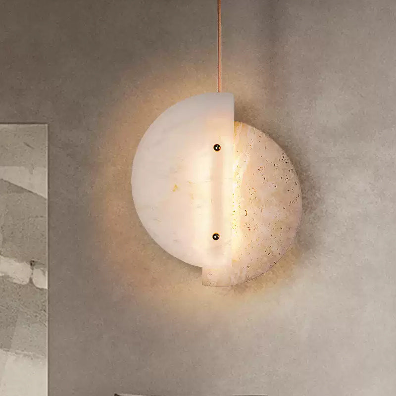 Suspension en albâtre et travertin Éclipse