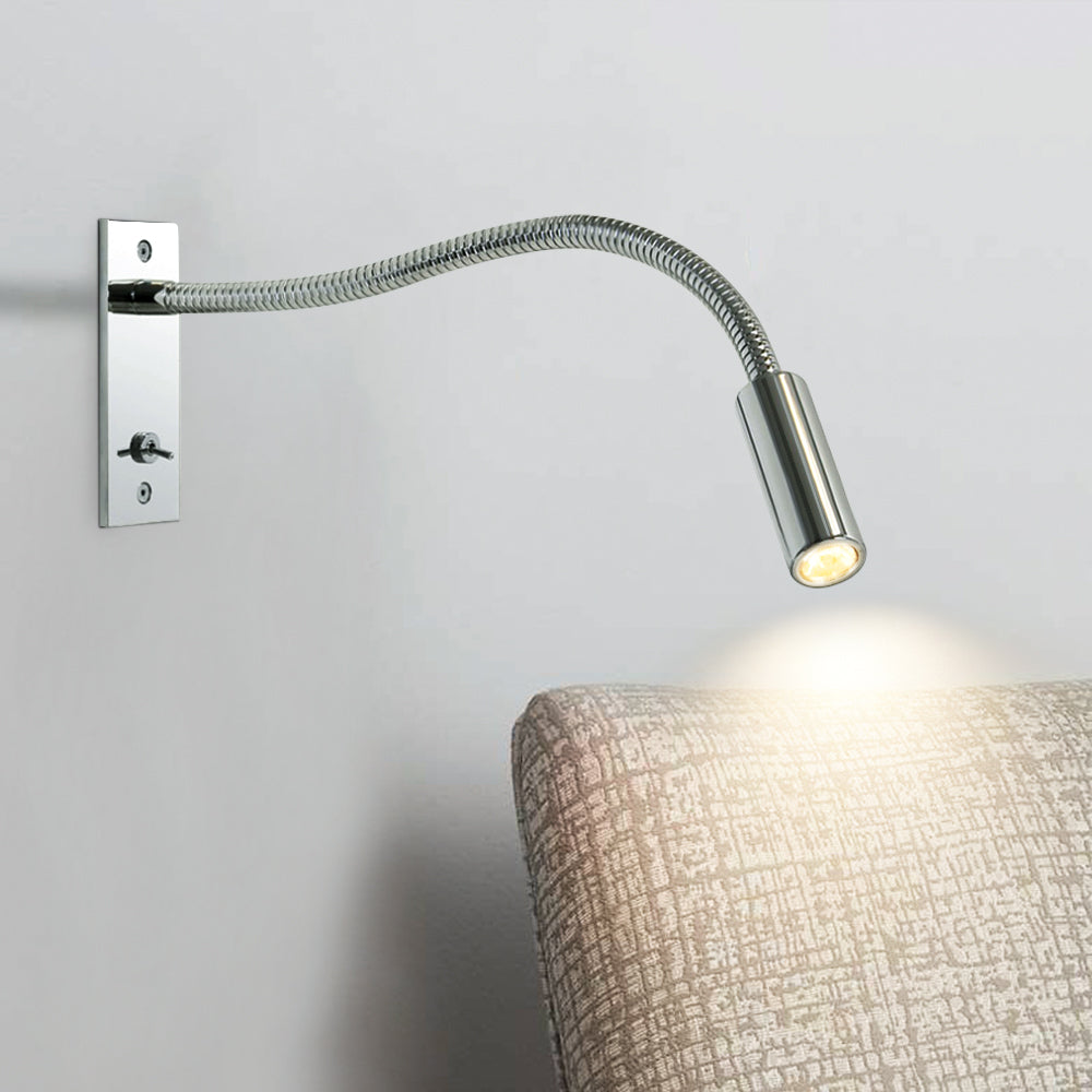 Applique murale orientable argentée liseuse flexible Brindille