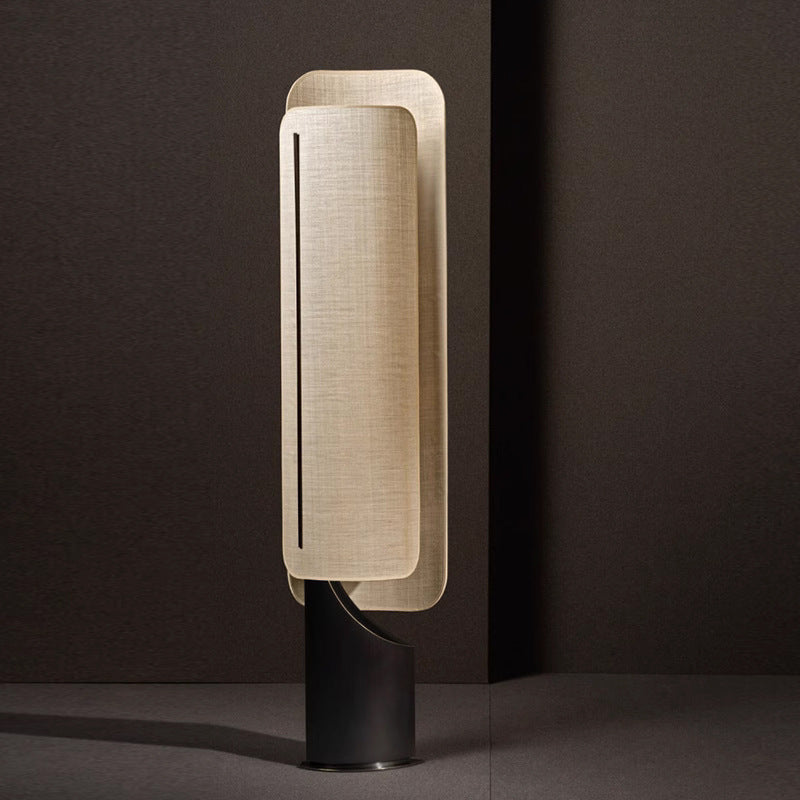 Lampadaire panneau lumineux beige socle noir Étendard