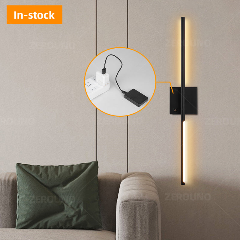 Applique murale linéaire noire sans fil rechargeable Amarante