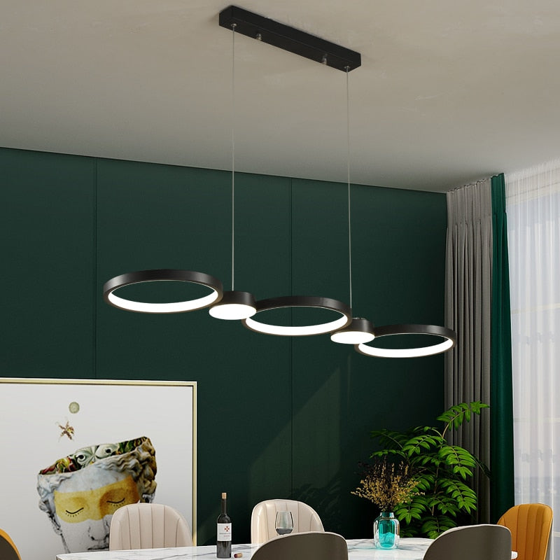 Lustre cerceaux lumineux noirs superposés Ricochet