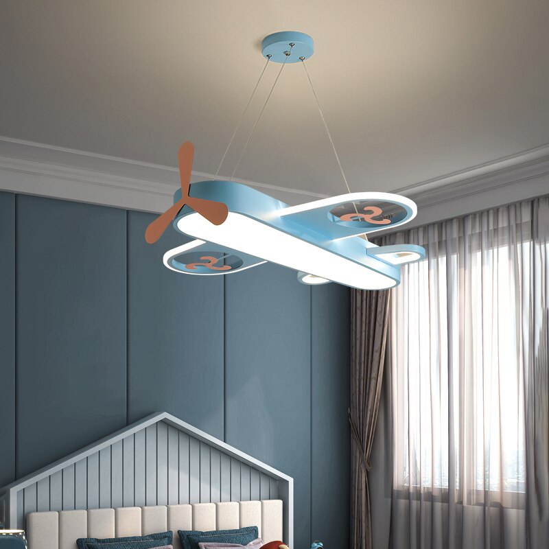 Lustre avion bleu pour chambre d'enfant Voltige