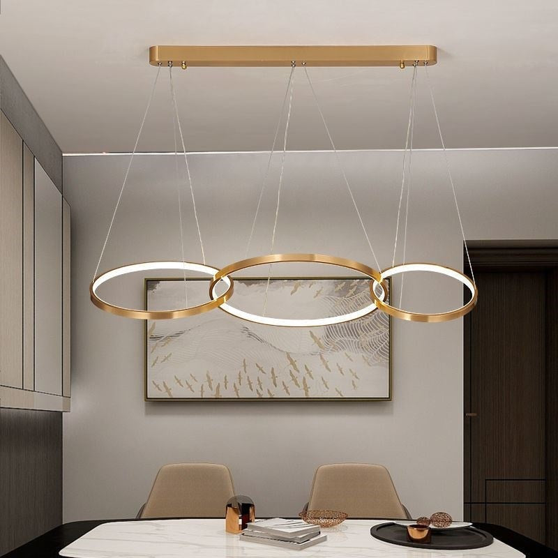 Lustre anneaux dorés entrelacés Sautoir, finition dorée – vue 3