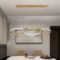 Lustre anneaux dorés entrelacés Sautoir, finition dorée – vue 3