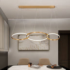 Lustre anneaux dorés entrelacés Sautoir, finition dorée – vue 3