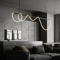 Lustre à boucles lumineuses sur barre noire Délié