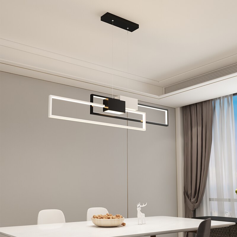 Lustre LED rectangle en métal bicolore Parallèle