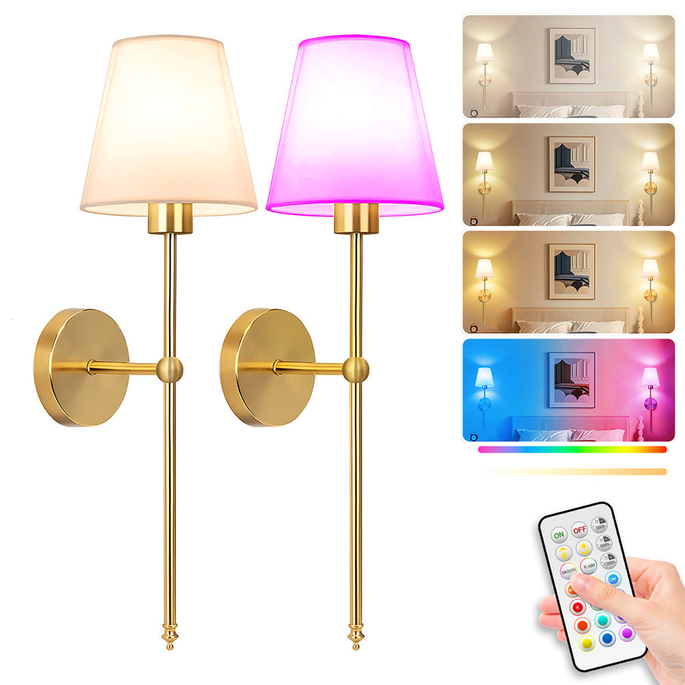 Applique murale dorée abat-jour clair sans fil rechargeable Bohème