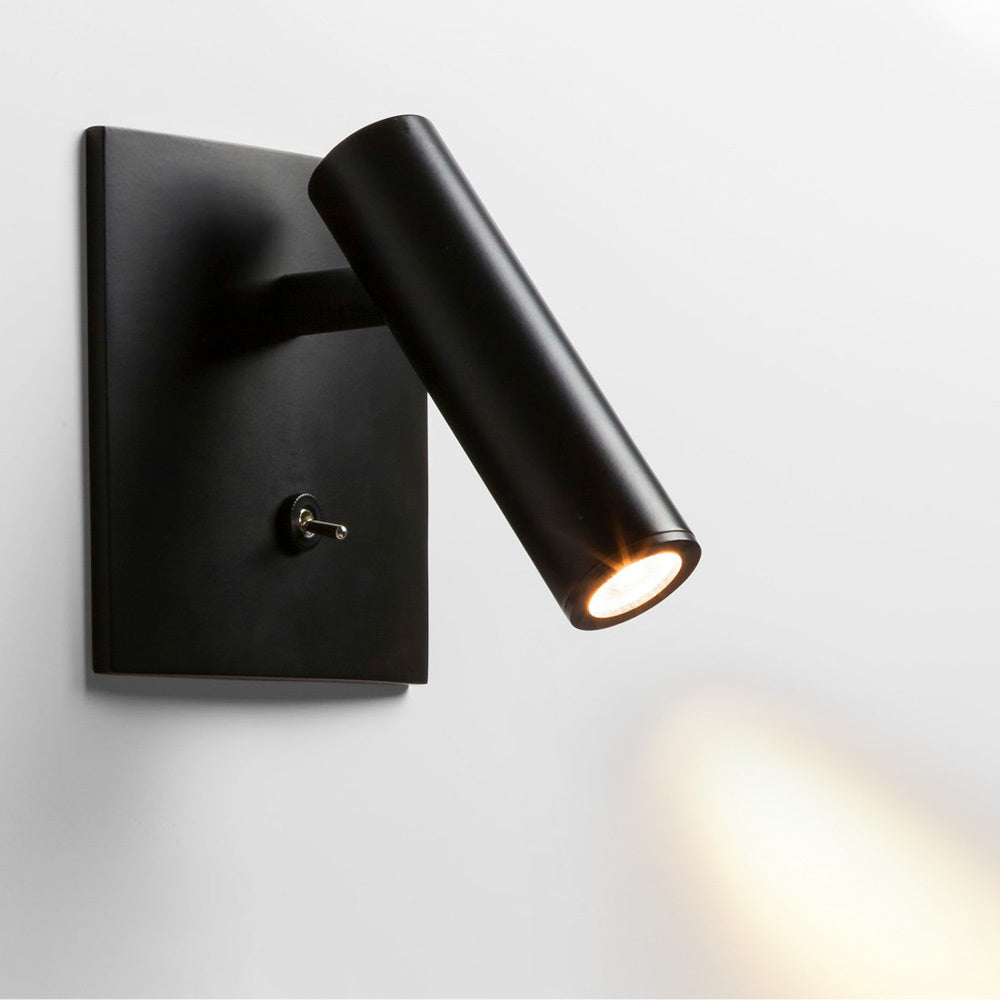 Applique murale noire platine carrée spot cylindrique Créneau