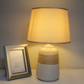 Lampe à poser en céramique style wabi-sabi pied strié Filin