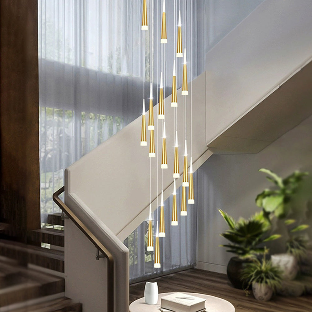 Lustre cascade de tubes dorés Étamine