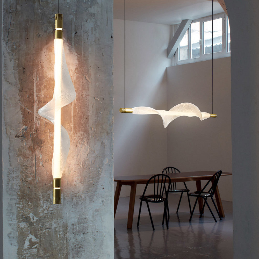 Lustre linéaire ruban lumineux ondulé Écharpe